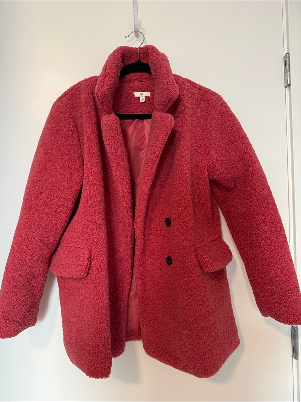 bp Plush Red Sherpa Double-Breasted Pea Coat
